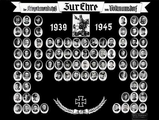 Der Kriegerkameradschaft von Volkmannsdorf zur Ehre 1939-1945