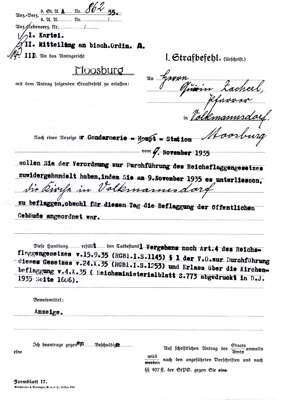 1935, Strafbefehl gegen Pfarrer Quirin Zacherl