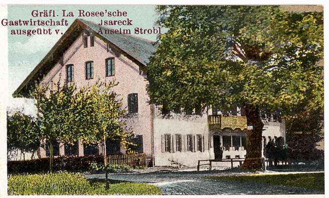 Postkarte 1915, Ausschnitt Gr�flich La Rose�'sche Gastwirtschaft