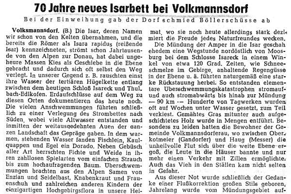 FS Tagblatt 1964, 70 Jahre neues Isarbett bei Volkmannsdorf