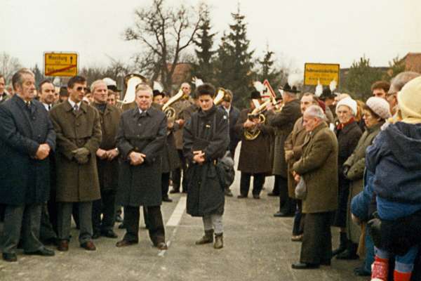 Br�ckeneinweihung, es spielt die Stadtkapelle Moosburg 04.12.1987