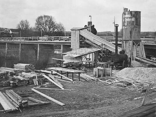 Baustelle Br�cke �ber Isar und Amper, Volkmannsdorf 17.04.1955
