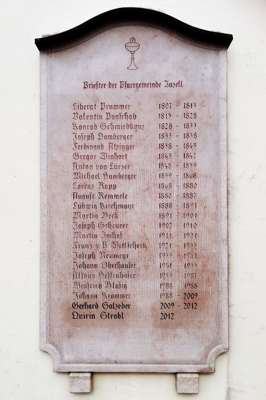 Priester der Pfarrgemeinde Inzell, Gedenktafel an der Pfarrkirche Innzell