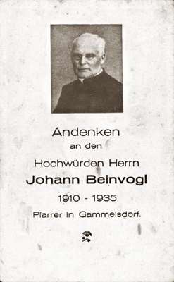 H.H. Johann Beinvogl, 1910 bis 1935 Pfarrer in Gammelsdorf