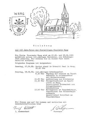 Einladung zur 110 Jahr-Feier