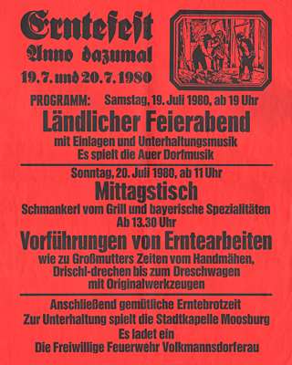 Plakat Erntefest Volkmannsdorferau 1980