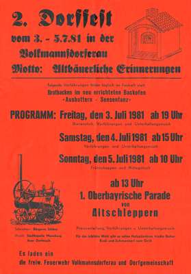 Plakat 2. Dorffest Volkmannsdorferau 1981