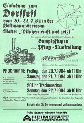 Plakat Dorffest Volkmannsdorferau 1984