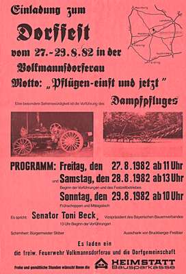 Plakat Dorffest Volkmannsdorferau 1982