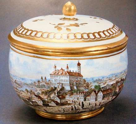 Schlo� Isareck auf Zuckerdose - 1770