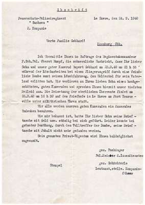 Todesnachricht Rupert Gebhard, †24.09.1940