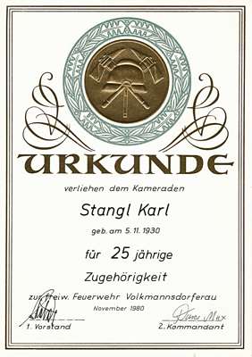 1980, 25 Jahre FFW, Karl Stangl