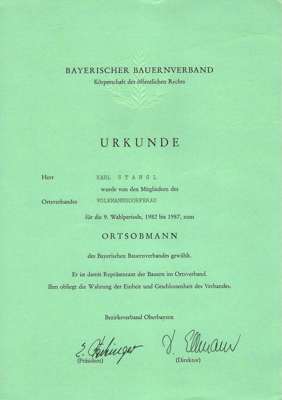 1982, Ortsobmann Bayer. Bauernverband, Karl Stangl