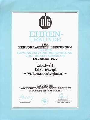 1977, DLG Ehren-Urkunde, Karl Stangl