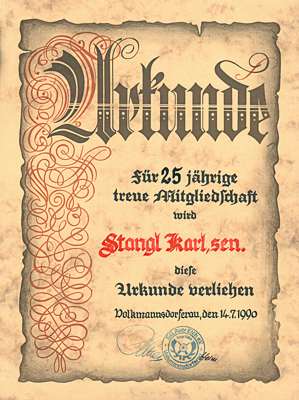 1990, 25 Jahre in der S.G. AUER ELCH, Karl Stangl