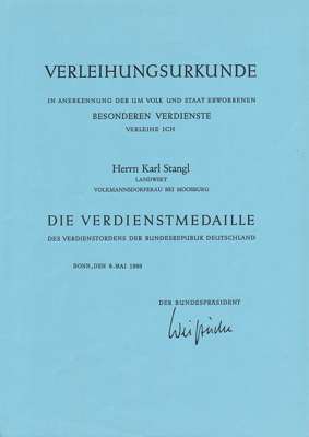 Verleihungsurkunde