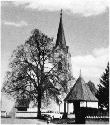 Pfarrkirche Volkmannsdorf, Ausschnitt Postkarte 1955