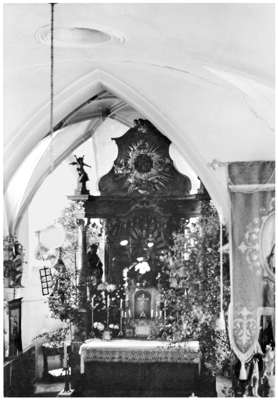 Blick ins Innere der Pfarrkirche Volkmannsdorf, Ende 1950er