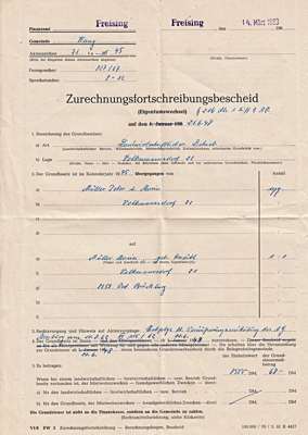 Zurechnungsfortschreibungsbescheid (Eigentumswechsel) am 21.06.1948
