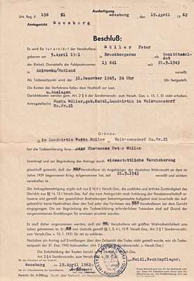 Beschlu� vom 19. April 1962, zugestellt am 25.04.1962