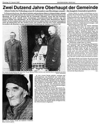 1989, Johann Gruber Zwei Dutzend Jahre Oberhaupt der Gemeinde