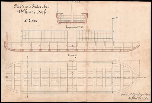1885 - Plan Plette zur F�hre bei Volkmannsdorf