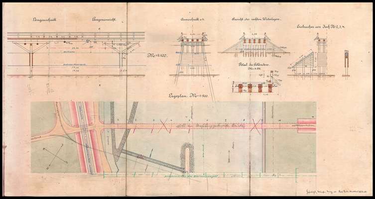 1904 - Erbauung einer Holzbr�cke �ber die Isar und Amper