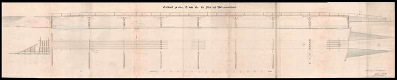 1857 - Entwurf zu einer Br�cke �ber die Isar bei Volkmannsdorf