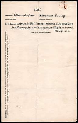 1920 - Baugesuch �ber Herstellung eines Br�ckenpfeilers