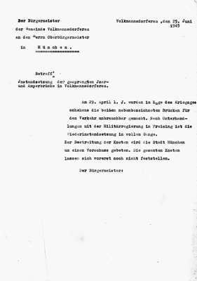 Instandsetzung der gesprengten Isar- und Amperbr�cke Volkmannsdorferau