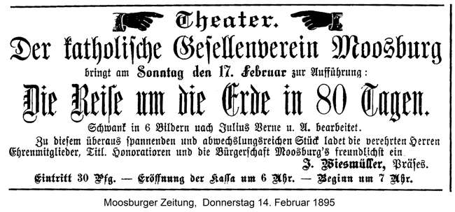 KGV Moosburg, Theater 1895, Die Reise um die Erde in 80 Tagen