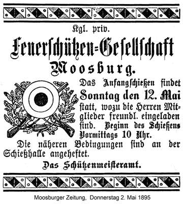 Kgl. priv. Feuersch�tzen-Gesellschaft Moosburg - Anfangsschie�en 1895