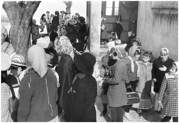 Schulkinder Volkmannsdorf, Faschingstreiben Isareck 1960er Jahre
