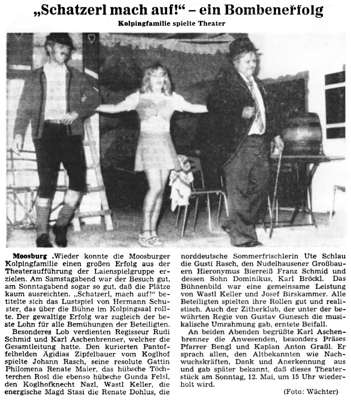 MZ zum KGV Theater 1974  „Schatzerl mach auf ! “