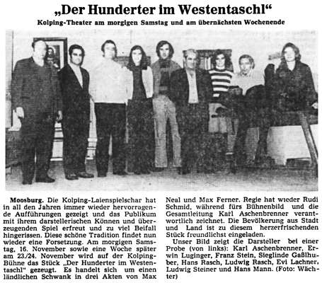 MZ zum KGV Theater 1974  „Der Hunderter im Westentaschl“