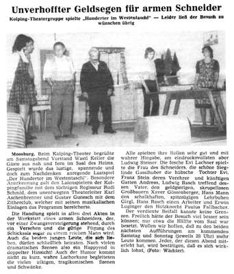 MZ zum KGV Theater 1974  „Der Hunderter im Westentaschl“