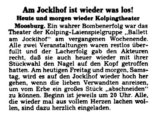 KGV Theater 1981 „Ballett am Jocklhof“