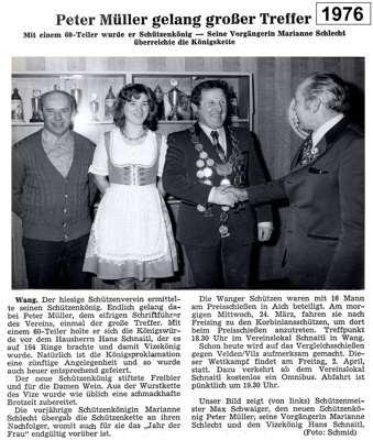 1976 Peter M�ller wurde Sch�tzenk�nig, Hans Schnaitl Wurstk�nig