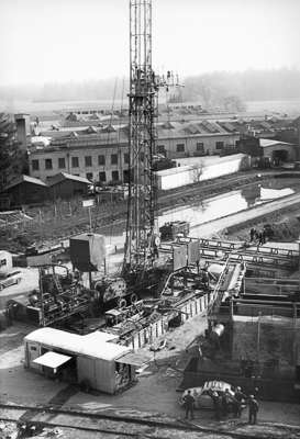 Moosburg S�d Chemie, 06.05.1968 Bohrturm an der Tiefbohrstelle