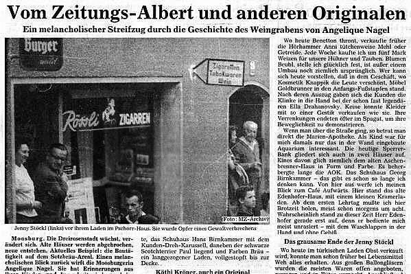 Vom Zeitungs-Albert und anderen Originalen - von Angelique Nagel  der MZ 1992