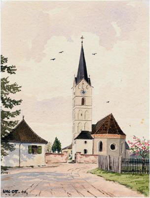 Volkmannsdorf, Aquarell von Valentin Ott 1940