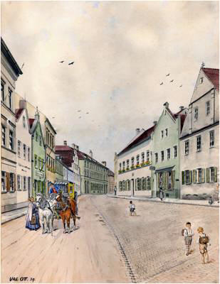 Weingraben, Aquarell von Valentin Ott 1939