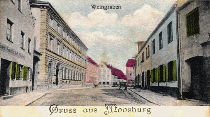 Moosburg Weingraben, Ausschnitt Postkarte vom 10.09.1907