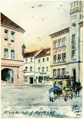 Rathaus, Aquarell von Valentin Ott 1940