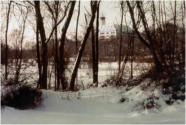 Winter 1940, im Hintergrund Schlo� Isareck