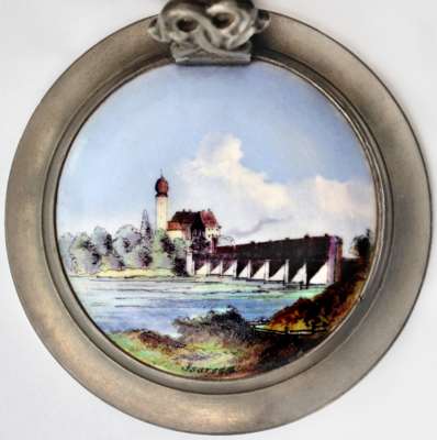 Schlo� Isareck auf Bierkrug-Deckel