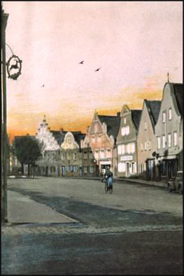 Auf dem Gries, colorierte Photographie von Valentin Ott um 1940