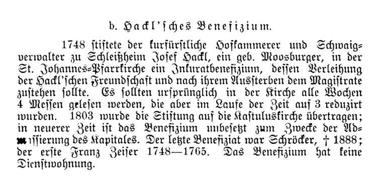 Hackl'sches Benefizium aus der Geschichte der Stadt Moosburg, Mai 1902 von M. Braun - Seite 72