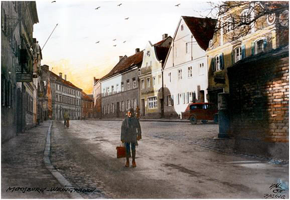 Weingraben, colorierte Photographie von Valentin Ott