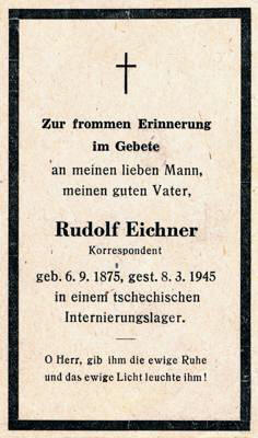 Moosburg Sterbebildchen Rudolf Eichner, 1945